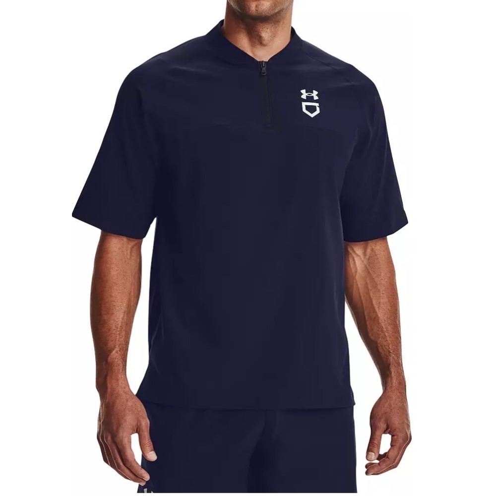 Under Armour Baseball Cage Jacket Mens Large Navy Blue 1/4 Zip Short Sleeve‎